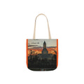 Grand Junction, CO Temple Canvas Tote Bag — Scenic Photo Print with Orange Accent Straps