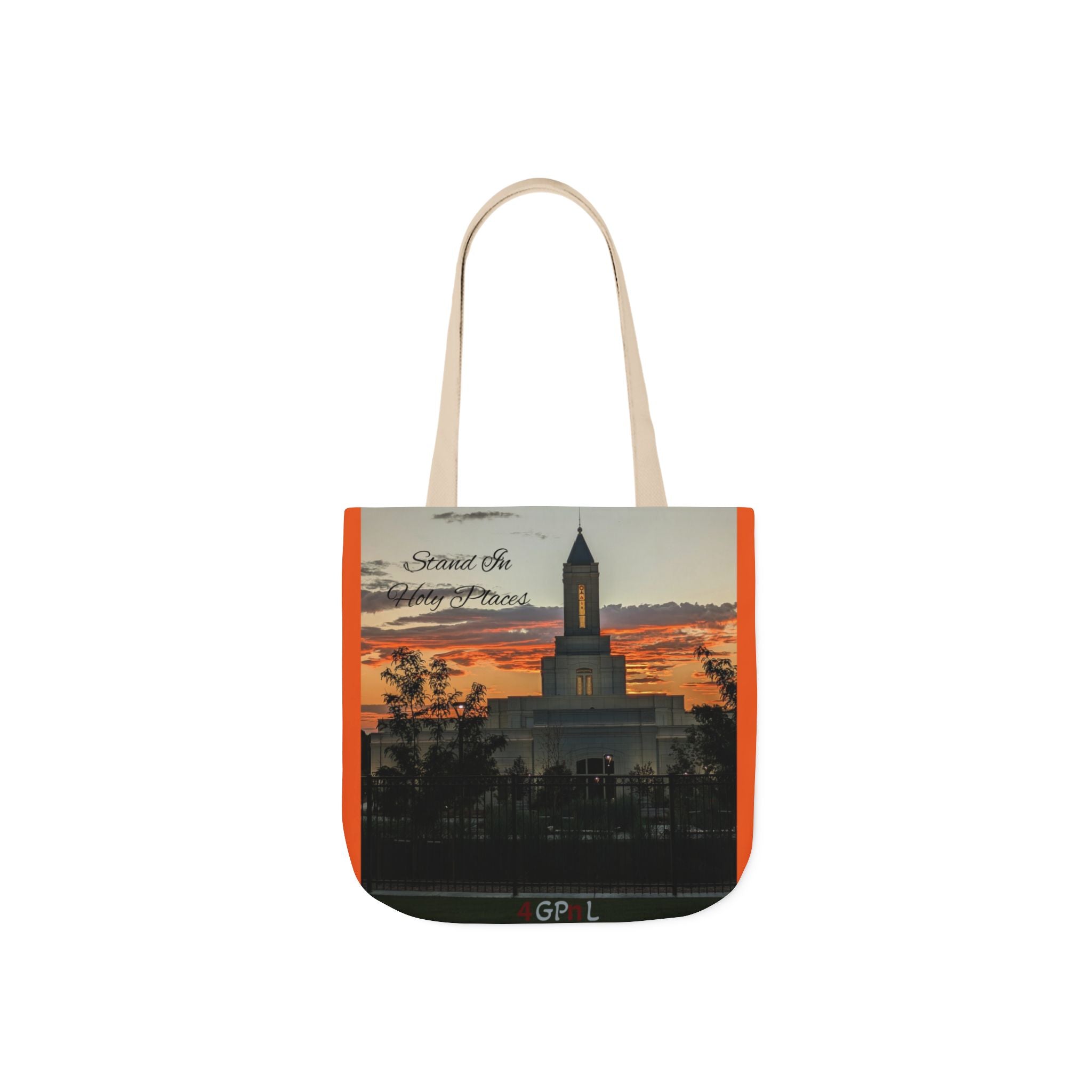 Grand Junction, CO Temple Canvas Tote Bag — Scenic Photo Print with Orange Accent Straps