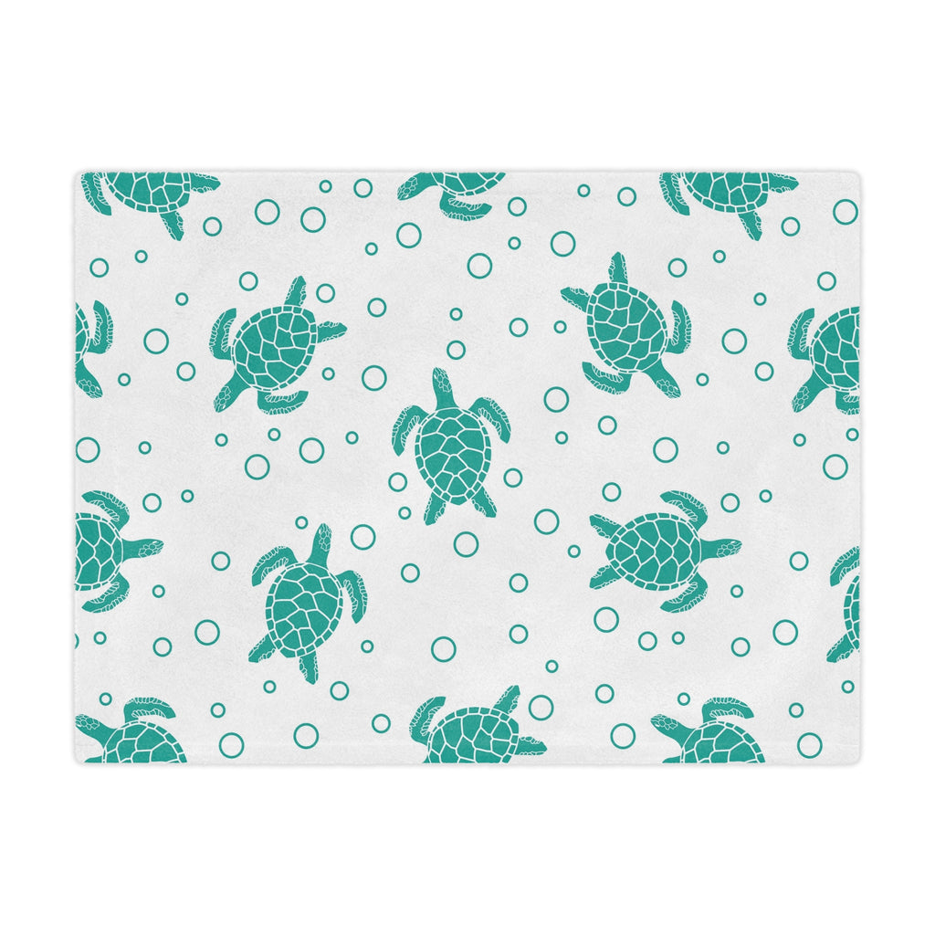 Sea Turtle Minky Blanket — Soft Teal Turtle Pattern Throw for Nursery & Beach Lovers