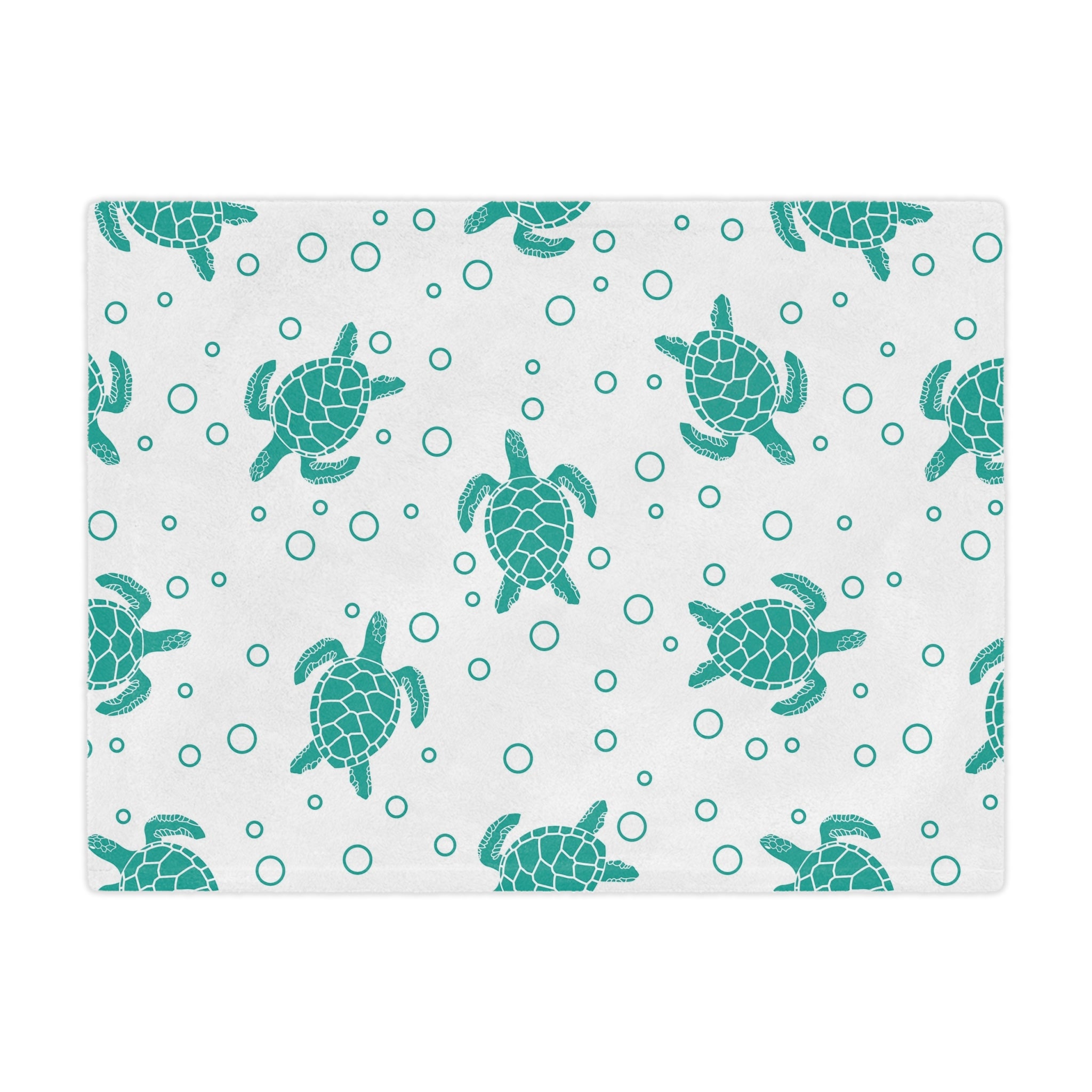 Sea Turtle Minky Blanket — Soft Teal Turtle Pattern Throw for Nursery & Beach Lovers
