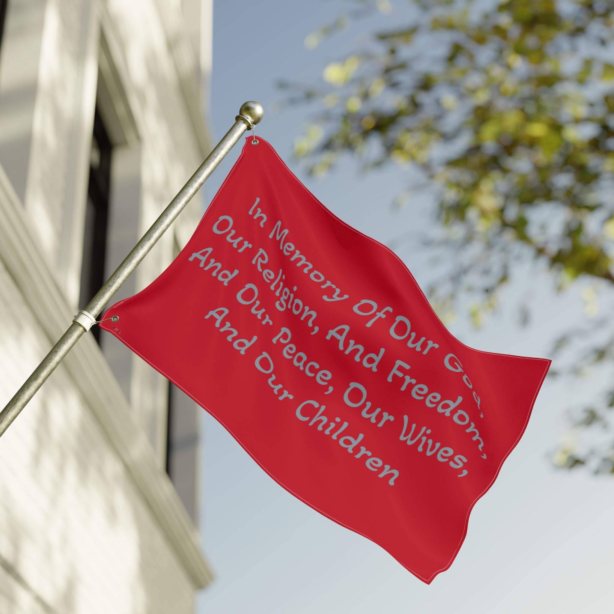 Copy of Title of Liberty Memorial Quote Flag — "In Memory Of Our God, Our Religion, And Freedom" Double-Sided Garden Flag