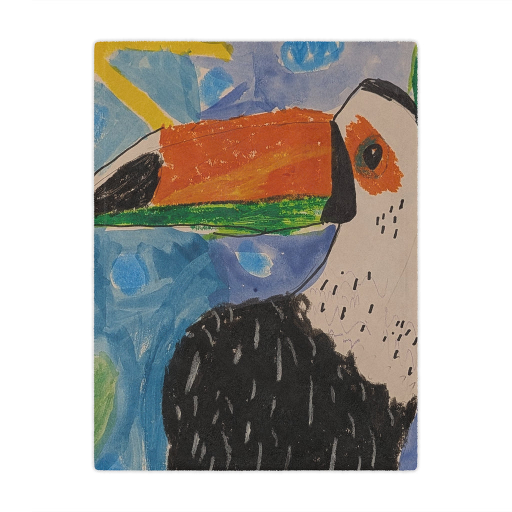 Toucan Art Minky Blanket — Colorful Tropical Bird Throw for Kids & Nature Lovers