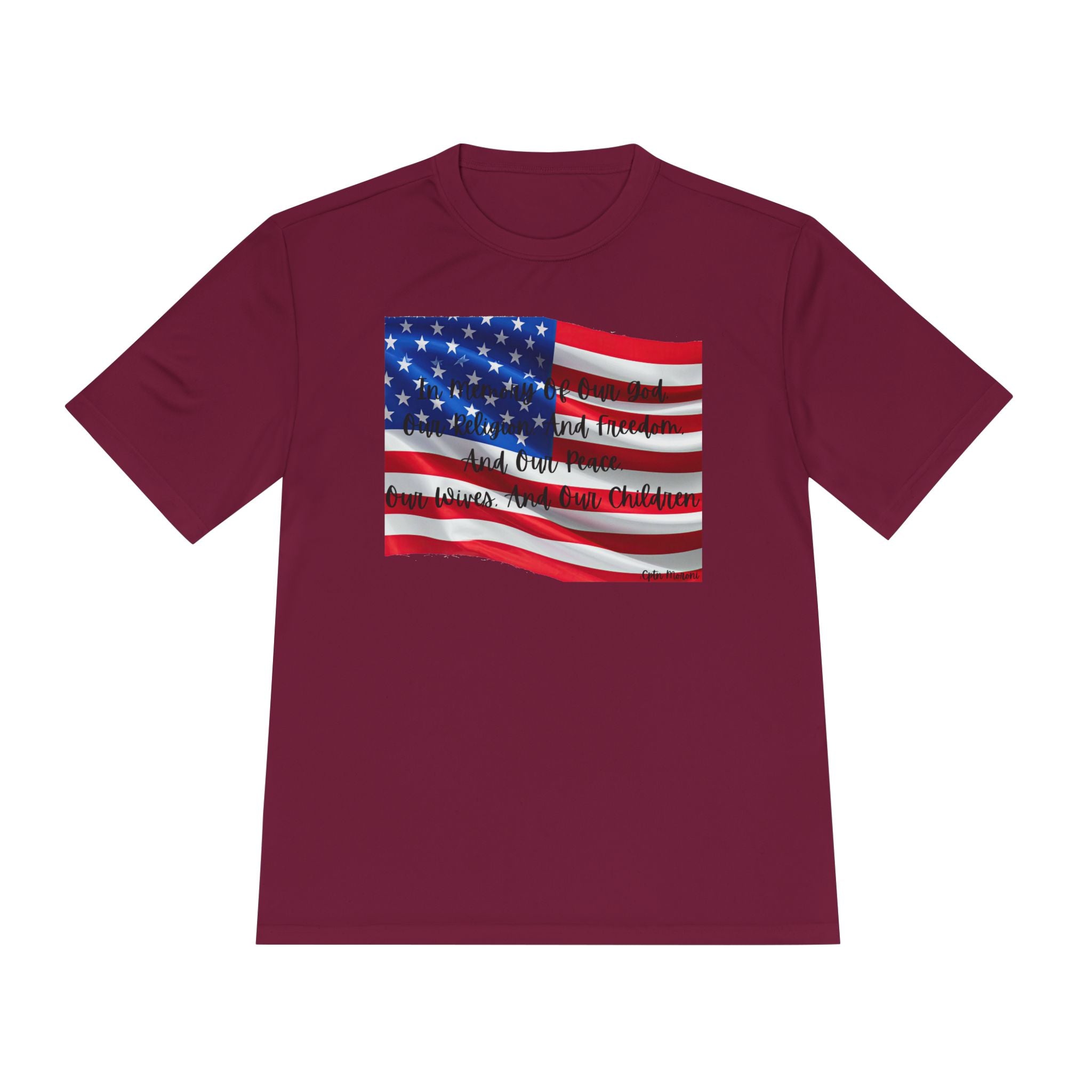 American Flag Title of Liberty Graphic Tee — Patriotic "Land of the Free" Moisture-Wicking Shirt