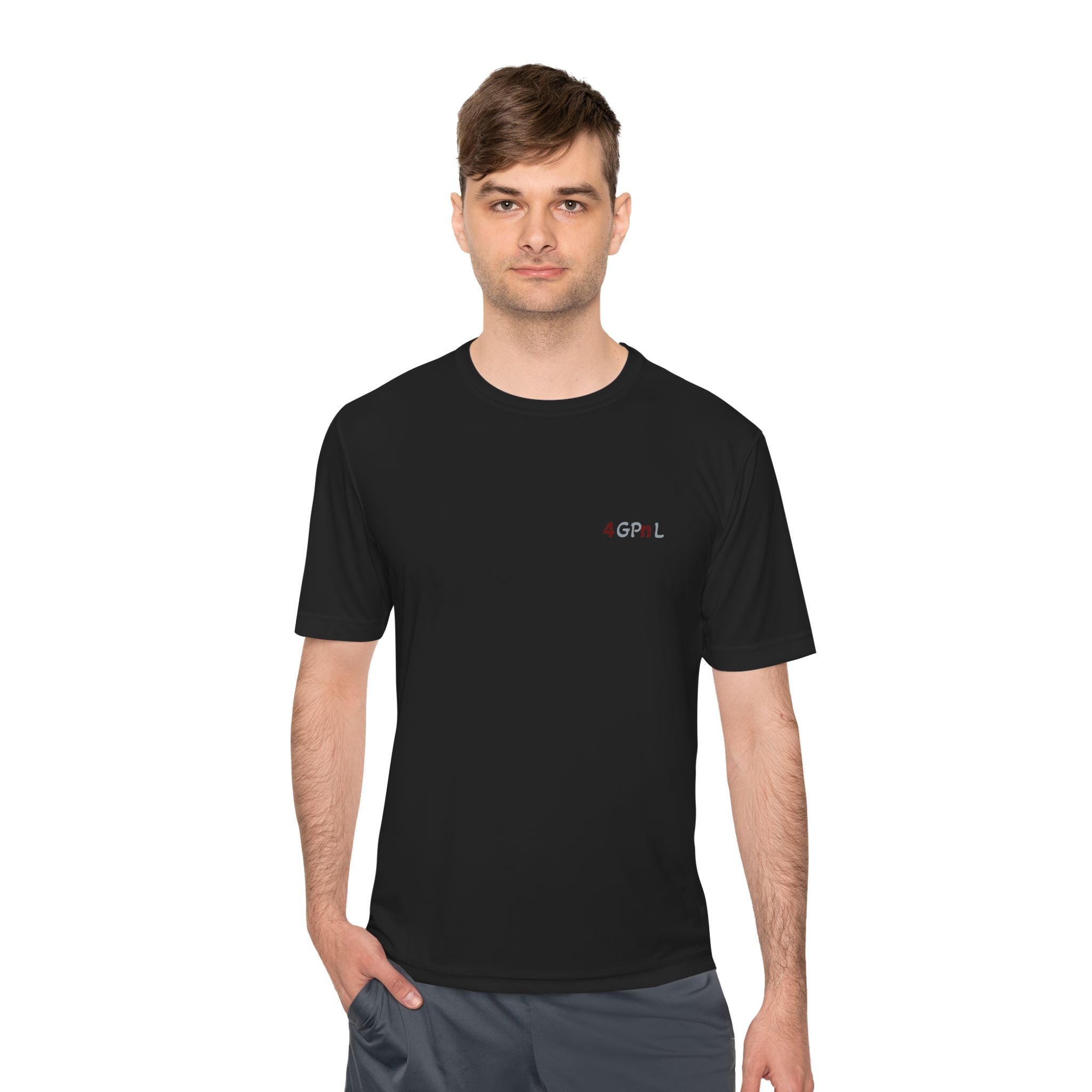 4GPnL "Title of Liberty" Flag Graphic Moisture-Wicking Tee — Inspirational Script Back Print