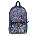Blue Columbine Floral Backpack — Botanical Flower Print School Bag