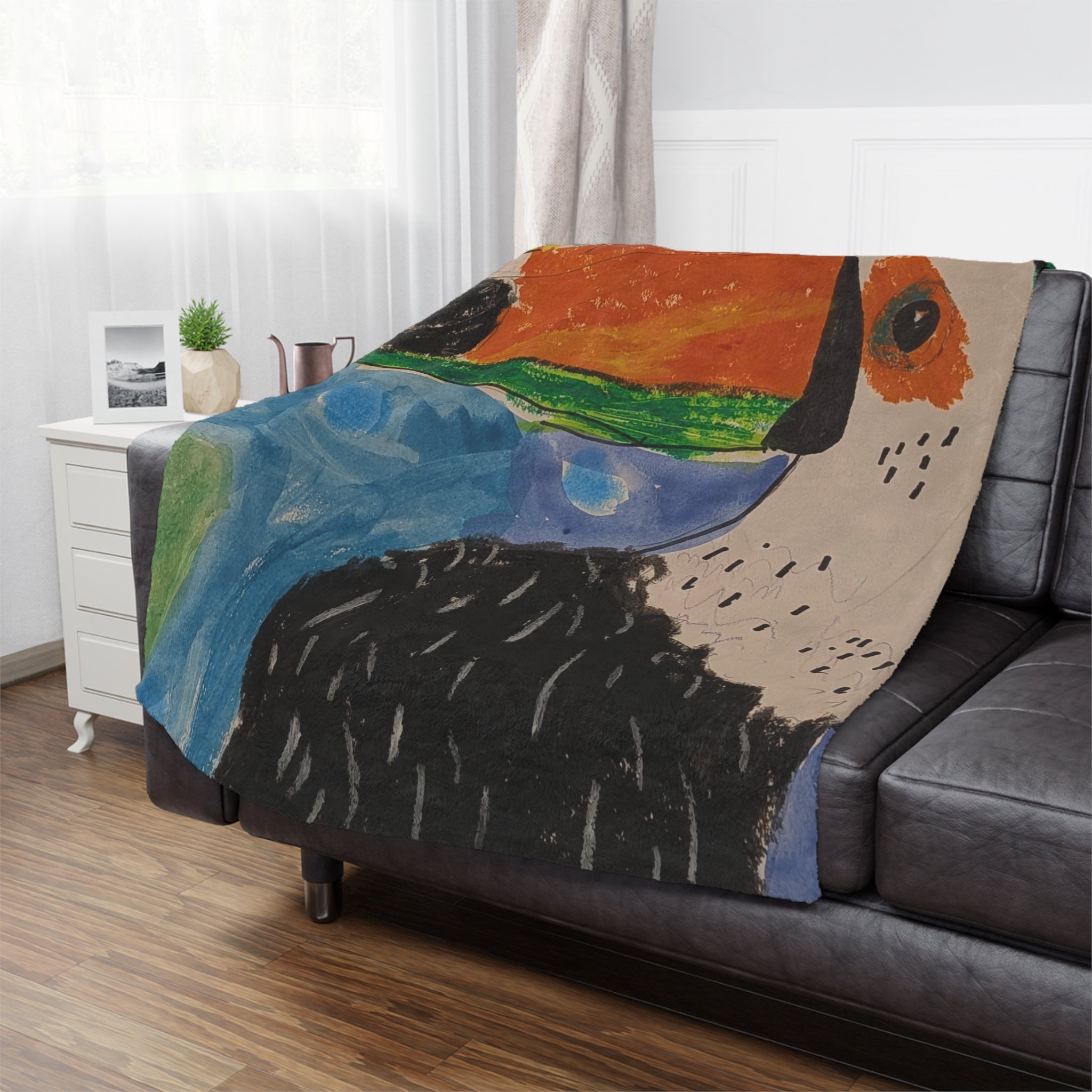 Toucan Art Minky Blanket — Colorful Tropical Bird Throw for Kids & Nature Lovers