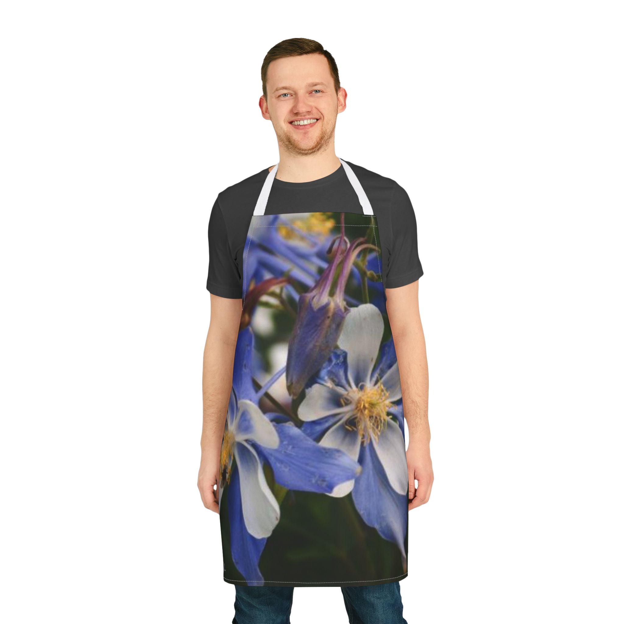 Blue Columbine Floral Apron — Gardeners & Home Cooks Gift