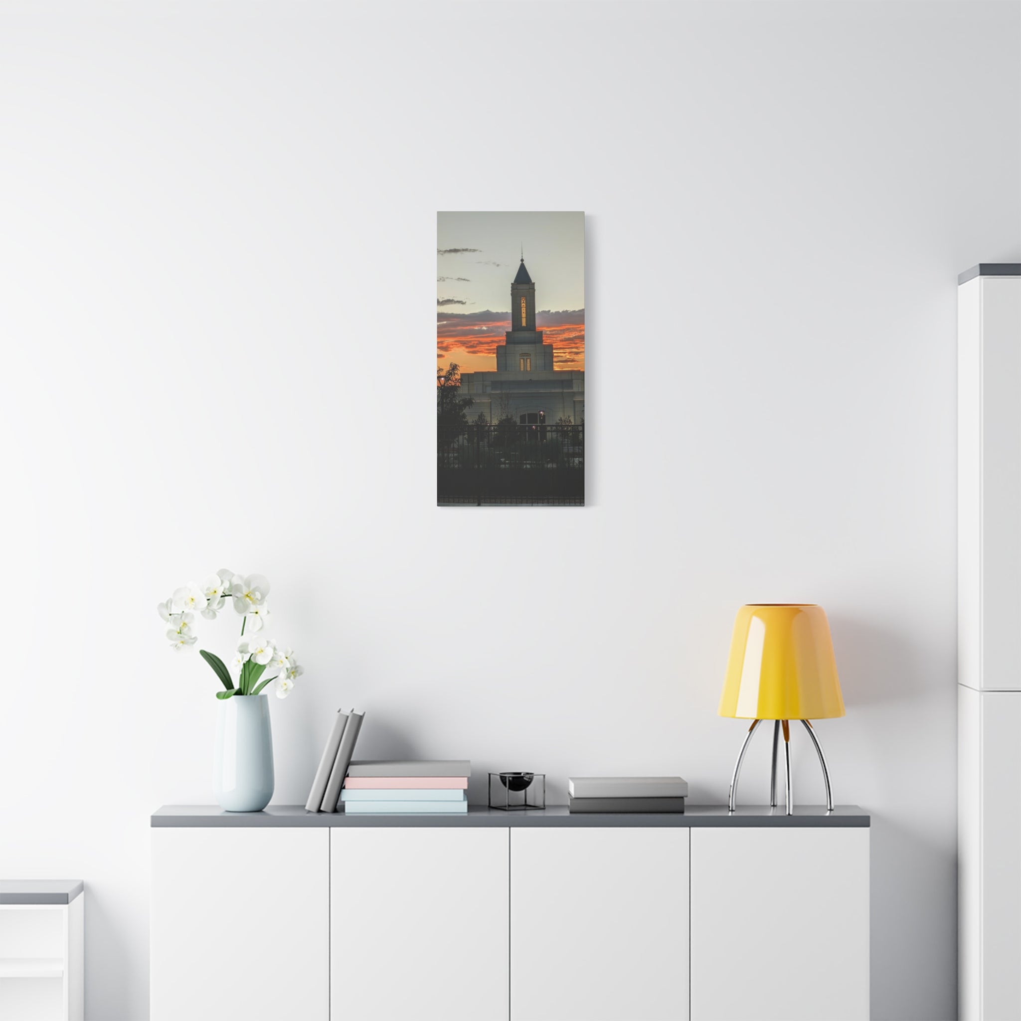 Sunset Temple Canvas Print — Stretched Matte Wall Art