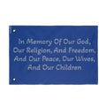Title of Liberty Memorial Quote Flag — "In Memory Of Our God, Our Religion, And Freedom" Double-Sided Garden Flag