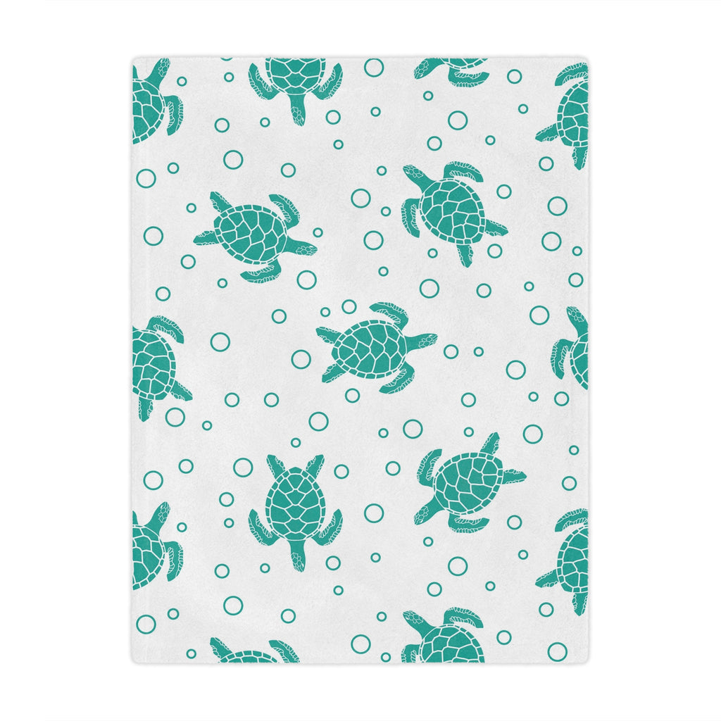 Sea Turtle Minky Blanket — Soft Teal Turtle Pattern Throw for Nursery & Beach Lovers
