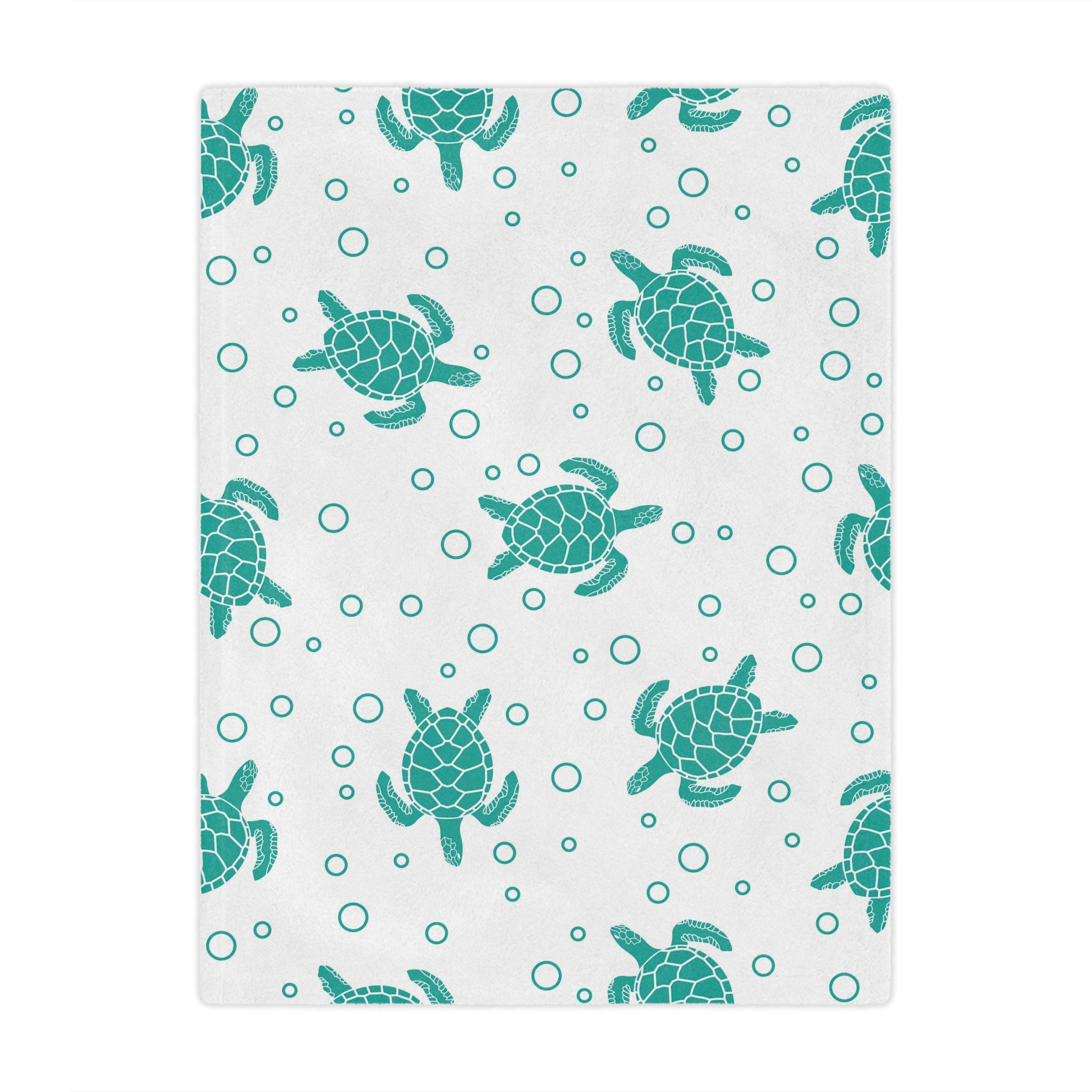 Sea Turtle Minky Blanket — Soft Teal Turtle Pattern Throw for Nursery & Beach Lovers