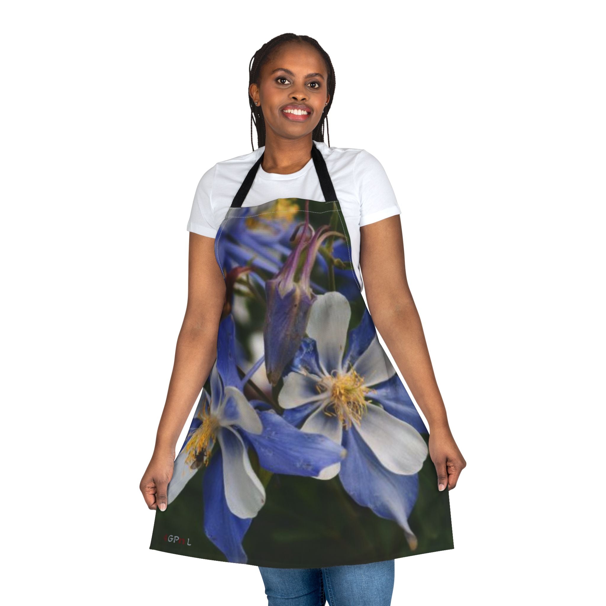 Blue Columbine Floral Apron — Gardeners & Home Cooks Gift