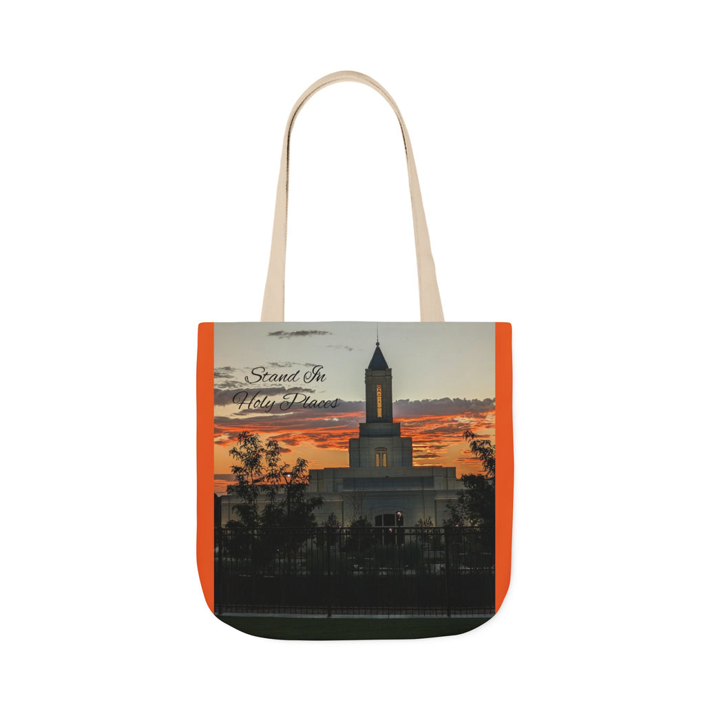 Grand Junction, CO Temple Canvas Tote Bag — Scenic Photo Print with Orange Accent Straps
