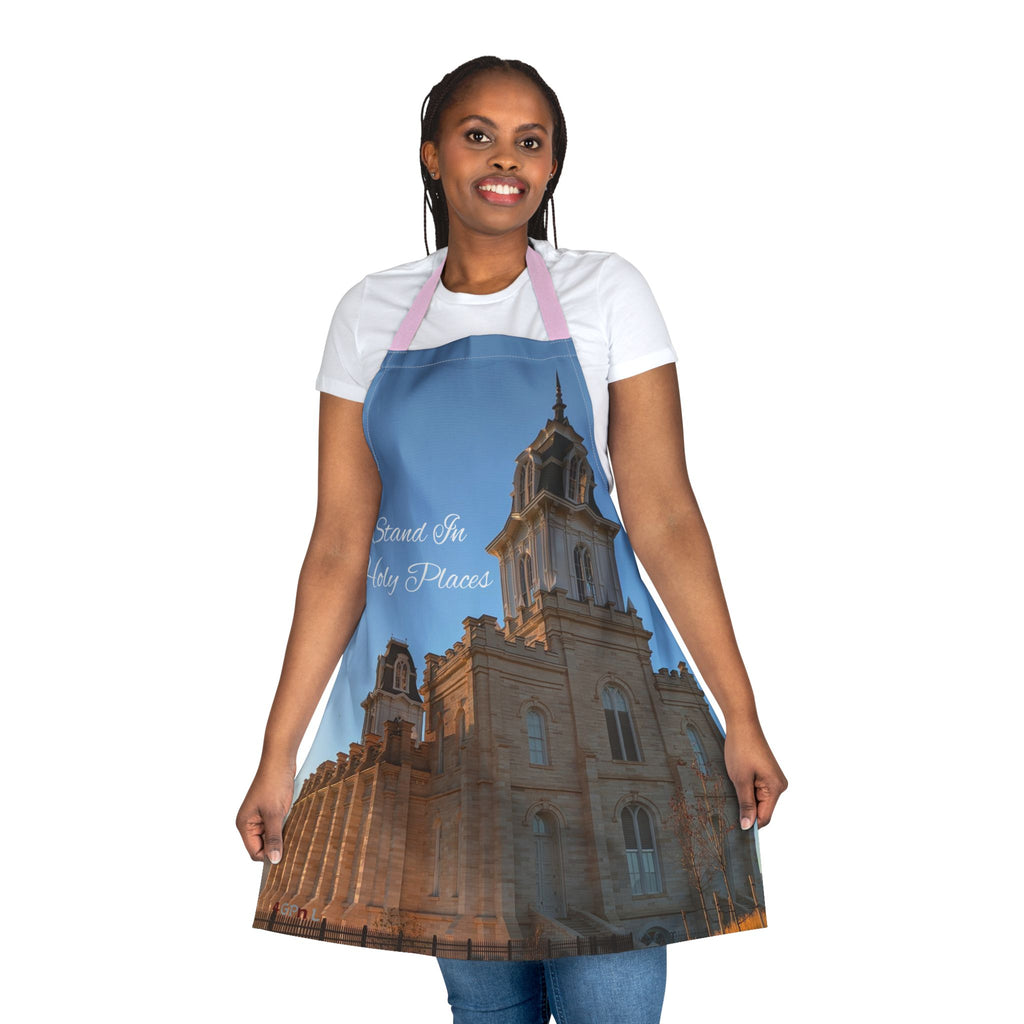 Manti Temple Apron — "Stand In Holy Places" Cooking Apron for Latter-day Saints, Temple Lover Gift
