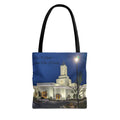 Temple Nightscape Tote Bag — "Be A Light unto the World" Canvas Carryall