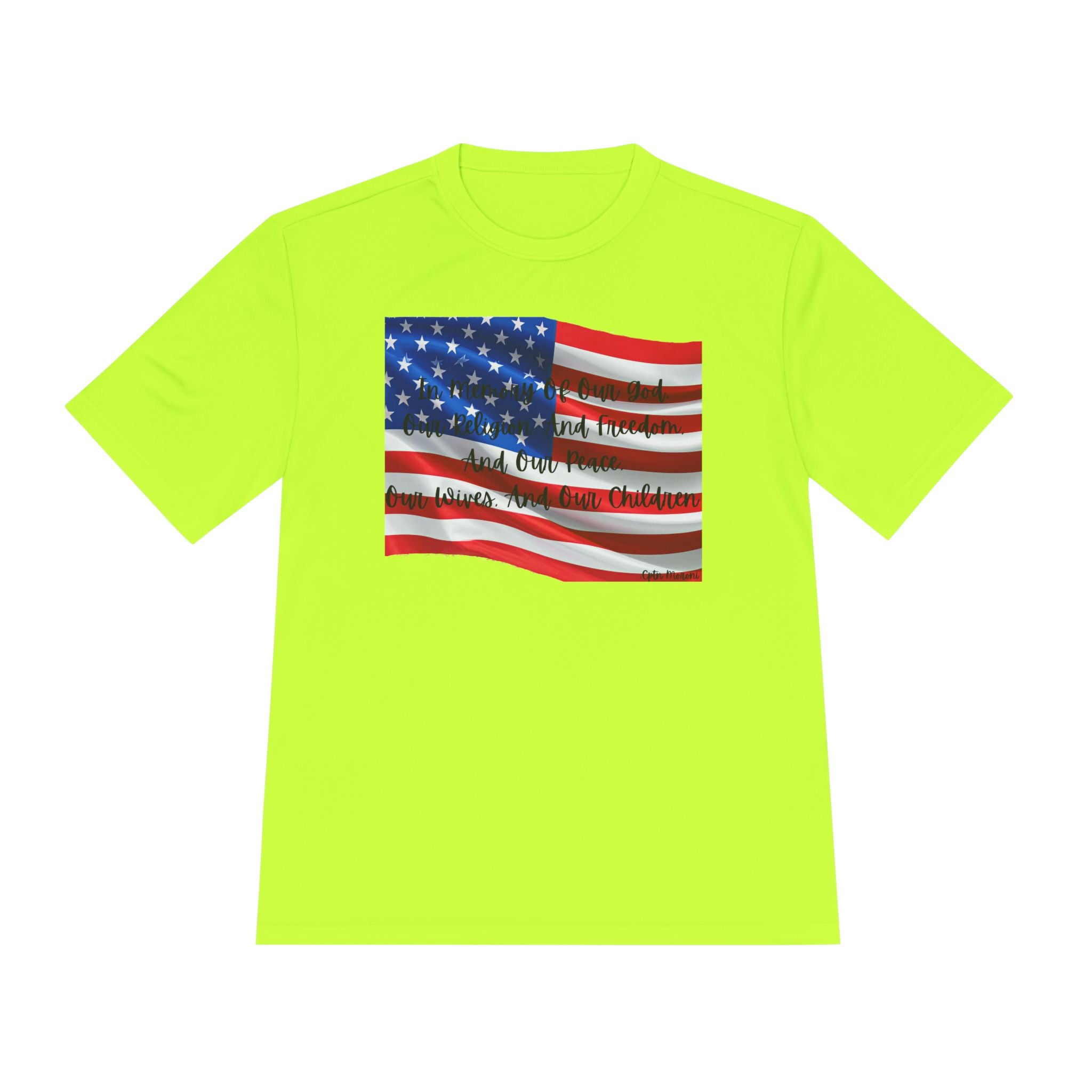 American Flag Title of Liberty Graphic Tee — Patriotic "Land of the Free" Moisture-Wicking Shirt