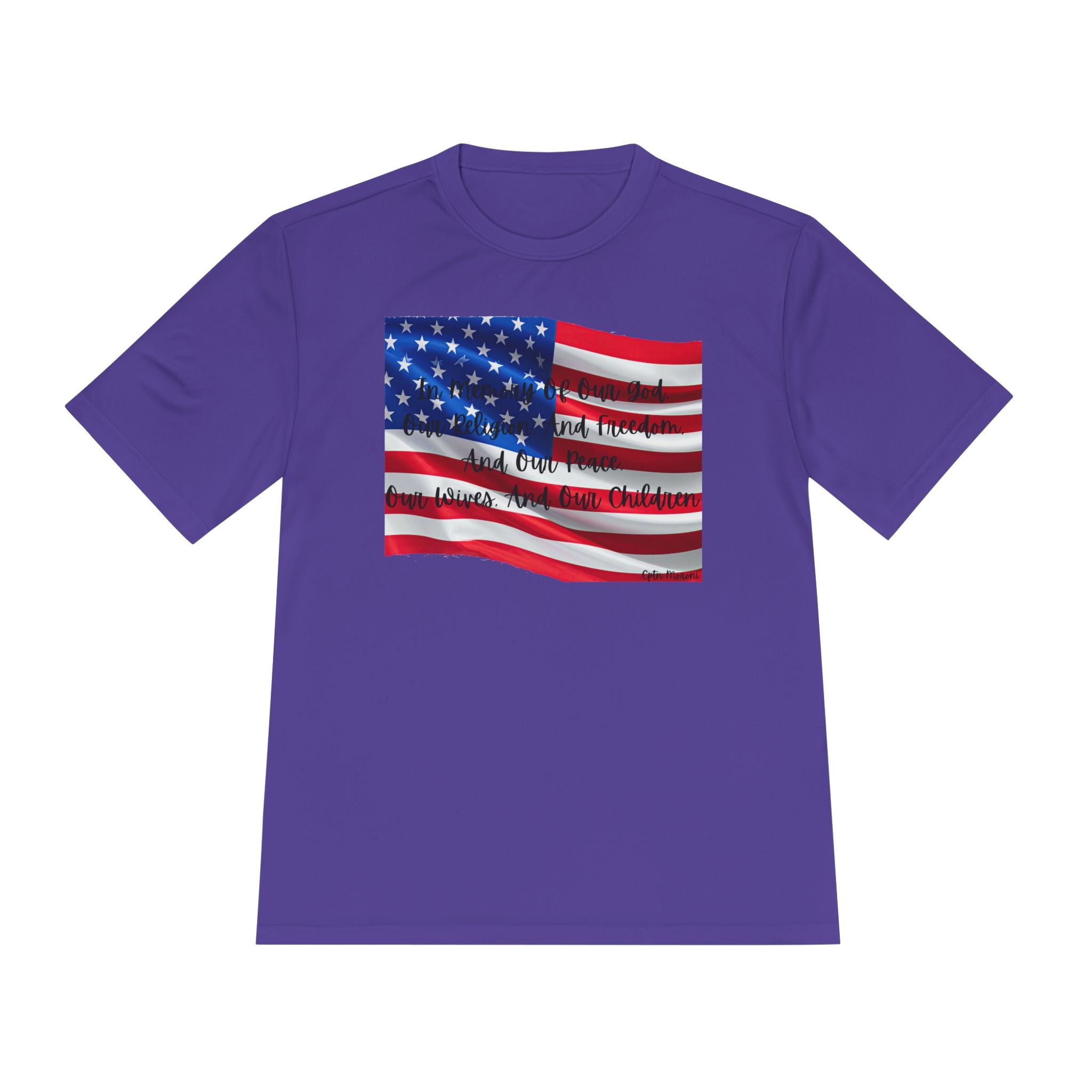 American Flag Title of Liberty Graphic Tee — Patriotic "Land of the Free" Moisture-Wicking Shirt